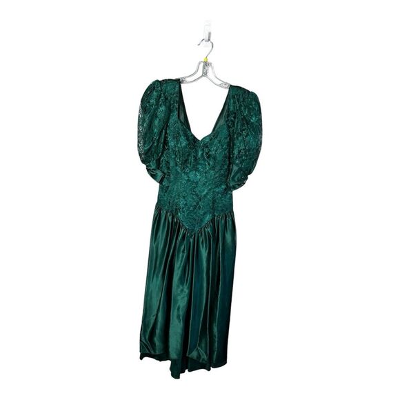 Vintage Alfred Angelo 80s prom dress lace bow puff sleeves missing tag fits S - Picture 1 of 13